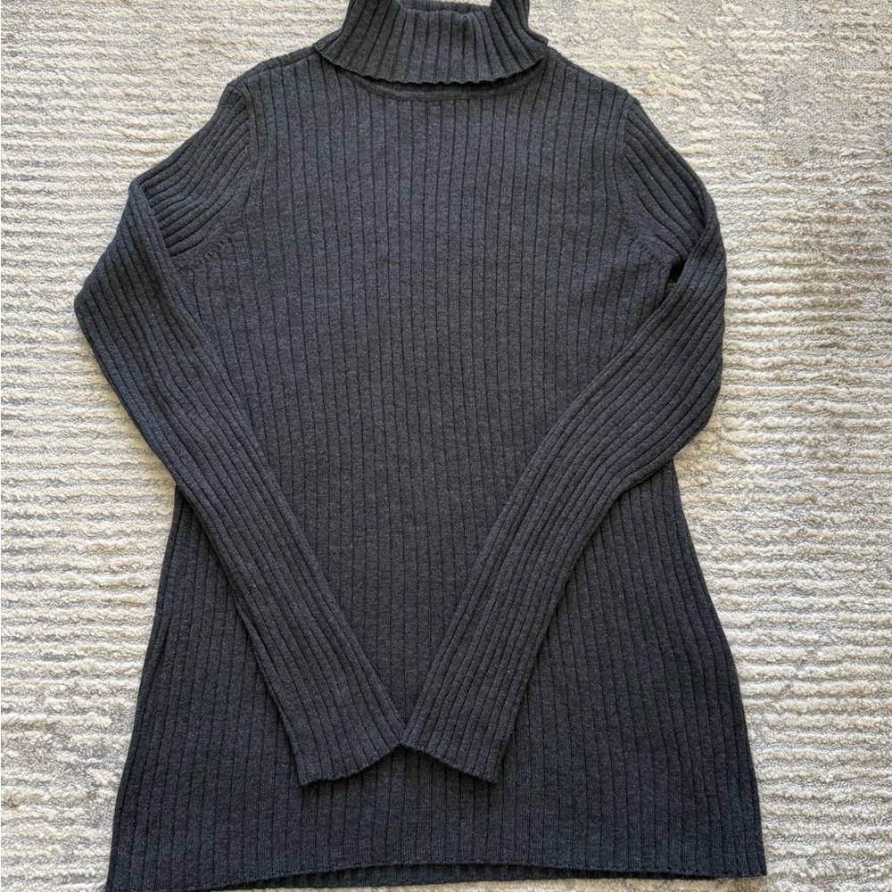 Chico's Charcoal Ribbed Turtleneck Sweater